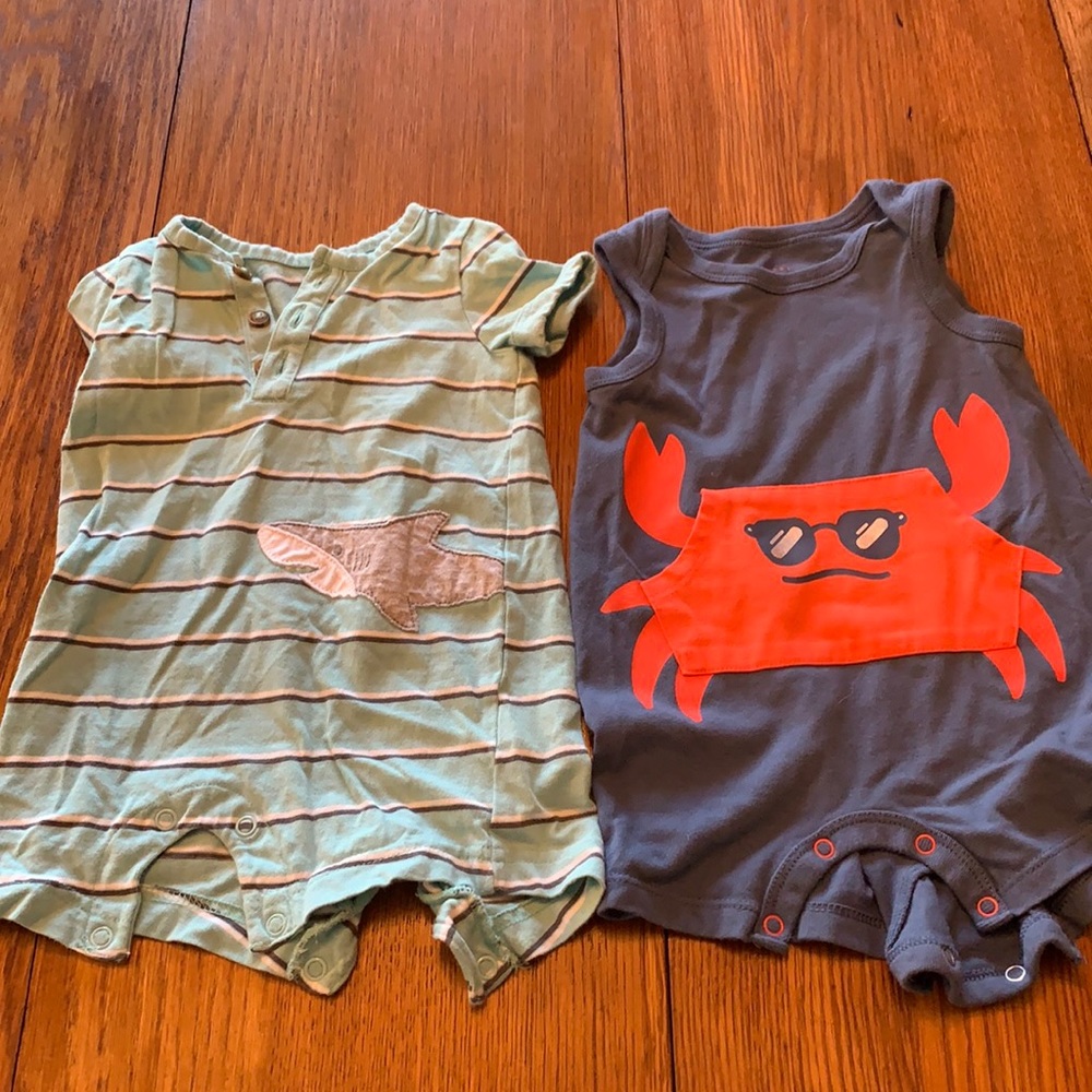 Two pair of six months onesies